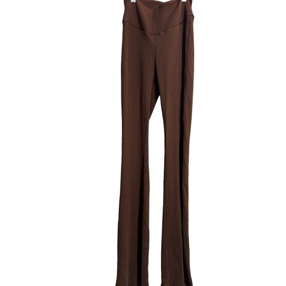 Naked Wardrobe Brown Flared Ribbed Pants | Size Small - Picture 3 of 4